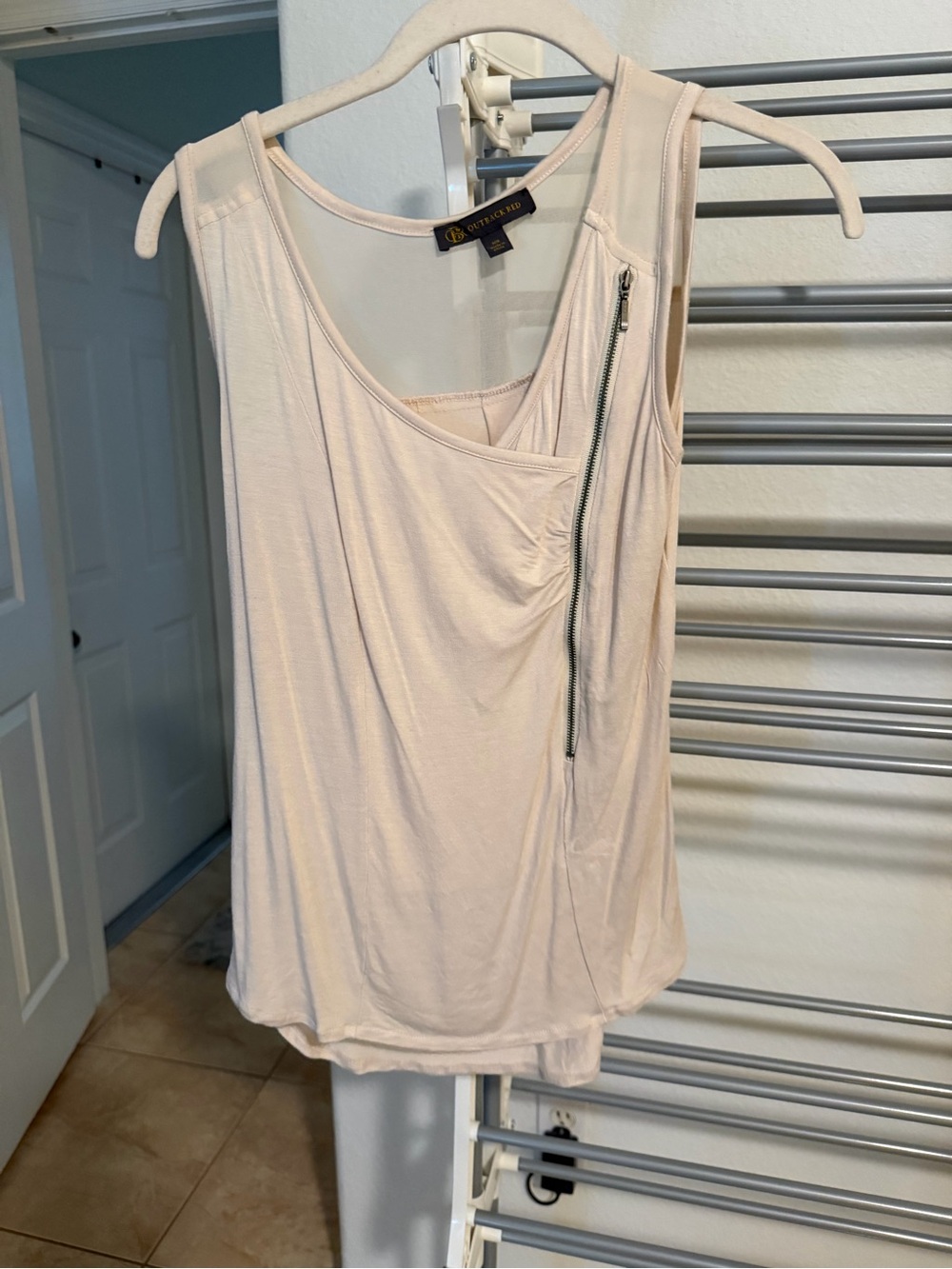 Ivory Asymmetric Zip Tank Top